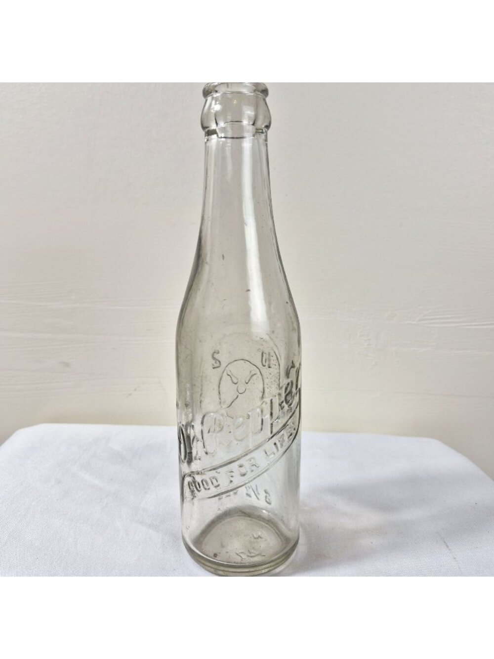 Vintage Dr Pepper Bottle 10-2-4 Clear Glass 6 1/2 Oz Embossed "Good For Life"
